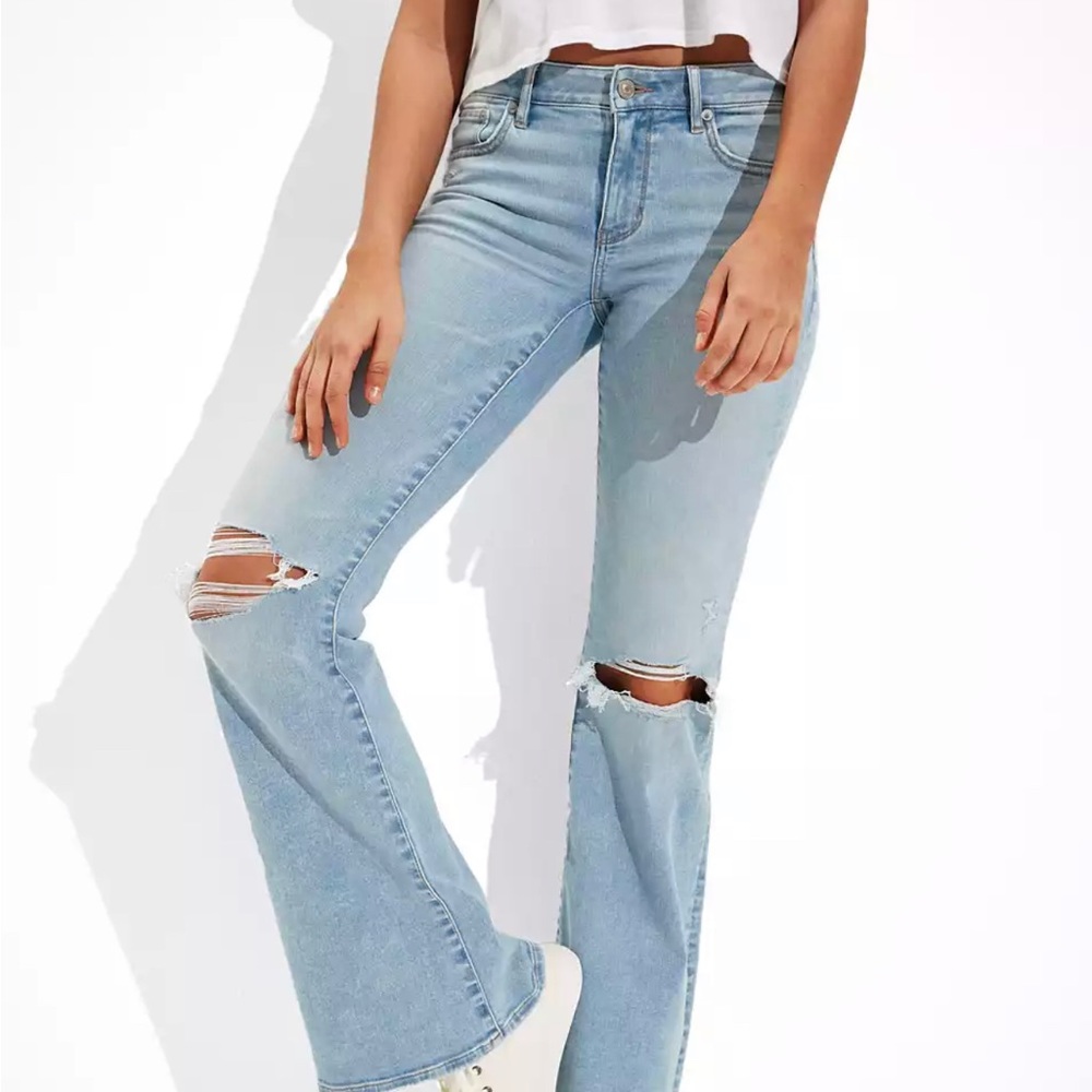 AE Next Level Stretch Ripped Low-Rise Flare Jean| 31 Tall